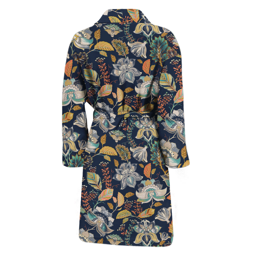 Vintage Indian Floral Pattern Print Men's Bathrobe