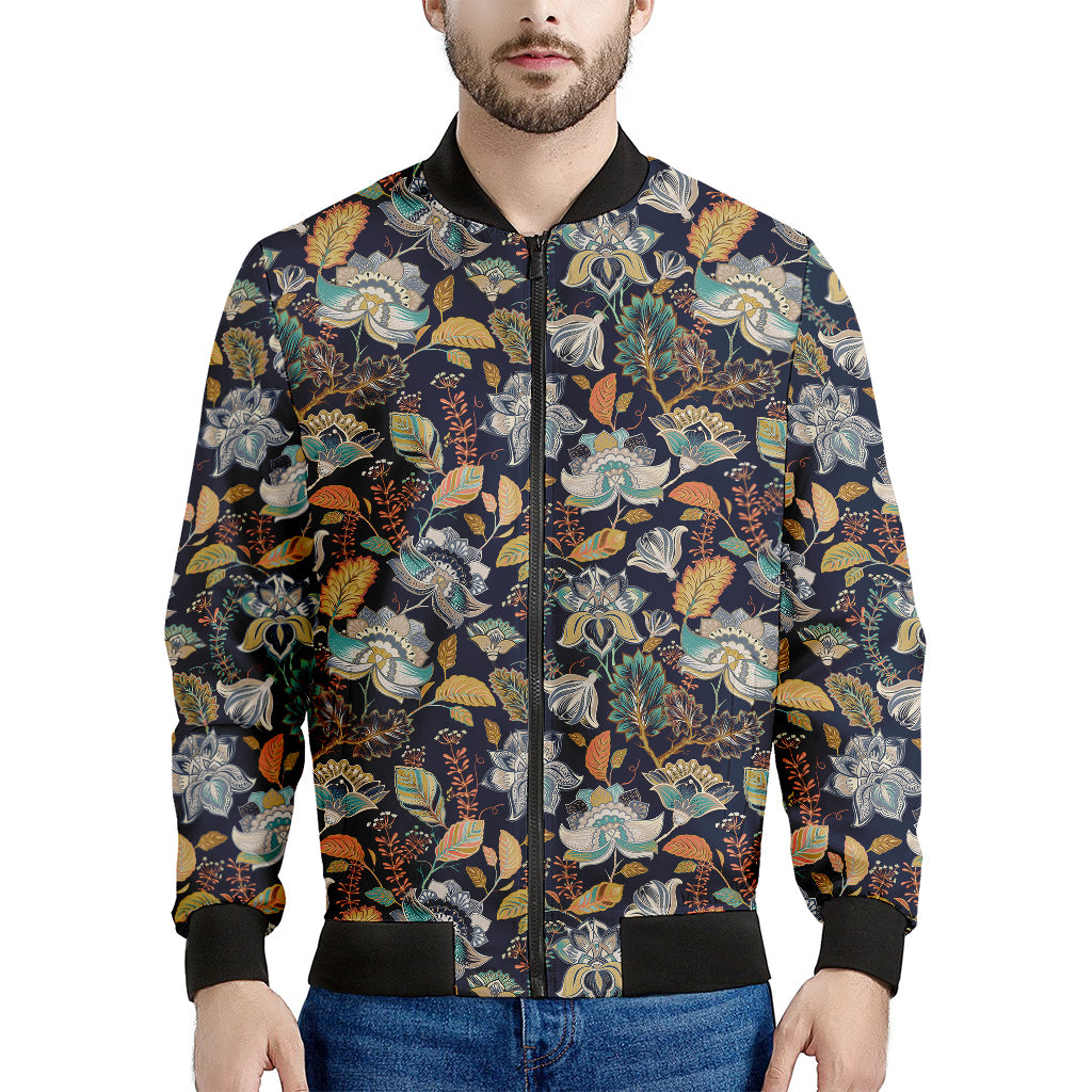 Vintage Indian Floral Pattern Print Men's Bomber Jacket