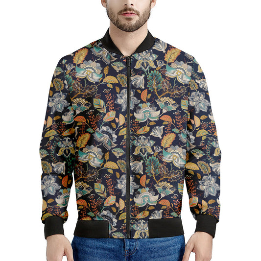 Vintage Indian Floral Pattern Print Men's Bomber Jacket