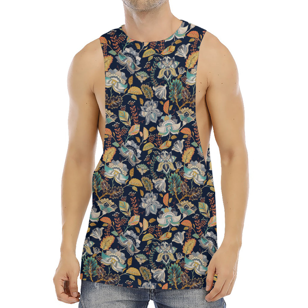Vintage Indian Floral Pattern Print Men's Muscle Tank Top