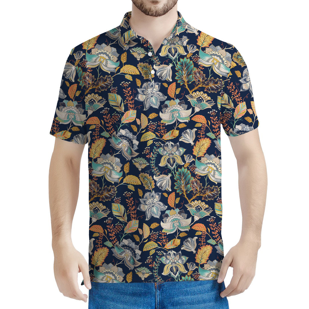 Vintage Indian Floral Pattern Print Men's Polo Shirt