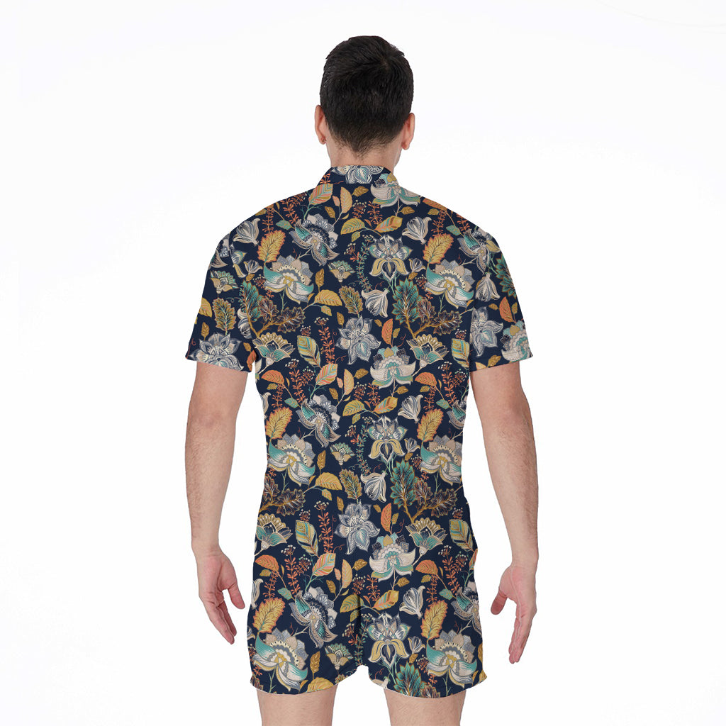 Vintage Indian Floral Pattern Print Men's Rompers