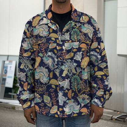 Vintage Indian Floral Pattern Print Men's Shirt Jacket
