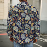 Vintage Indian Floral Pattern Print Men's Shirt Jacket