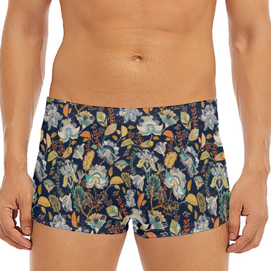 Vintage Indian Floral Pattern Print Men's Short Boxer Briefs
