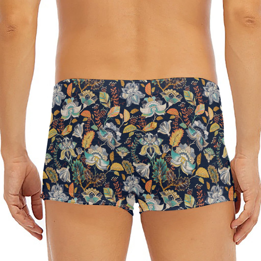 Vintage Indian Floral Pattern Print Men's Short Boxer Briefs