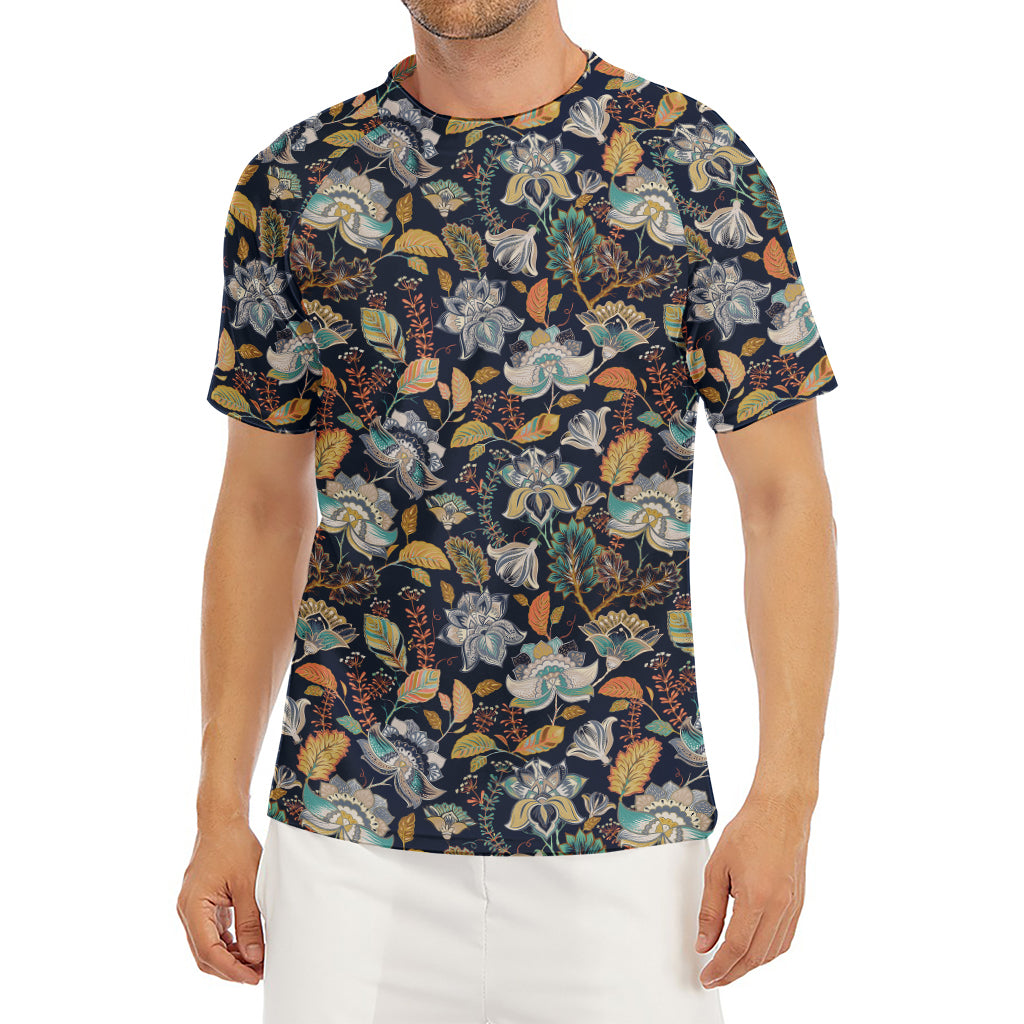 Vintage Indian Floral Pattern Print Men's Short Sleeve Rash Guard