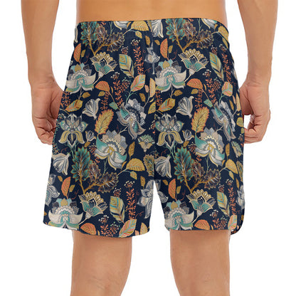Vintage Indian Floral Pattern Print Men's Split Running Shorts