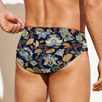 Vintage Indian Floral Pattern Print Men's Swim Briefs