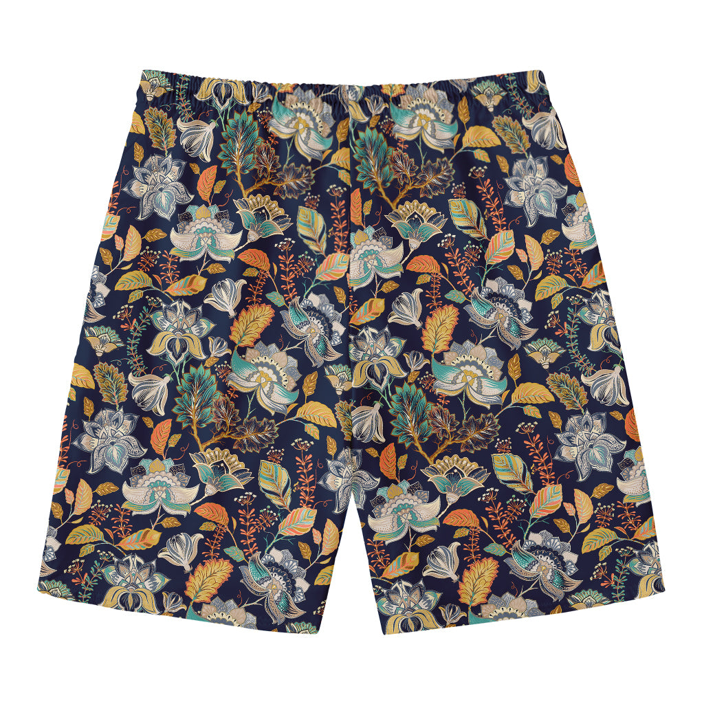 Vintage Indian Floral Pattern Print Men's Swim Trunks