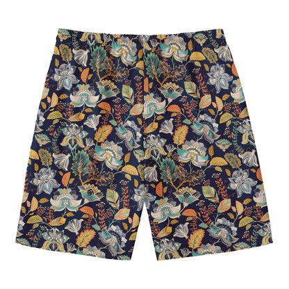 Vintage Indian Floral Pattern Print Men's Swim Trunks