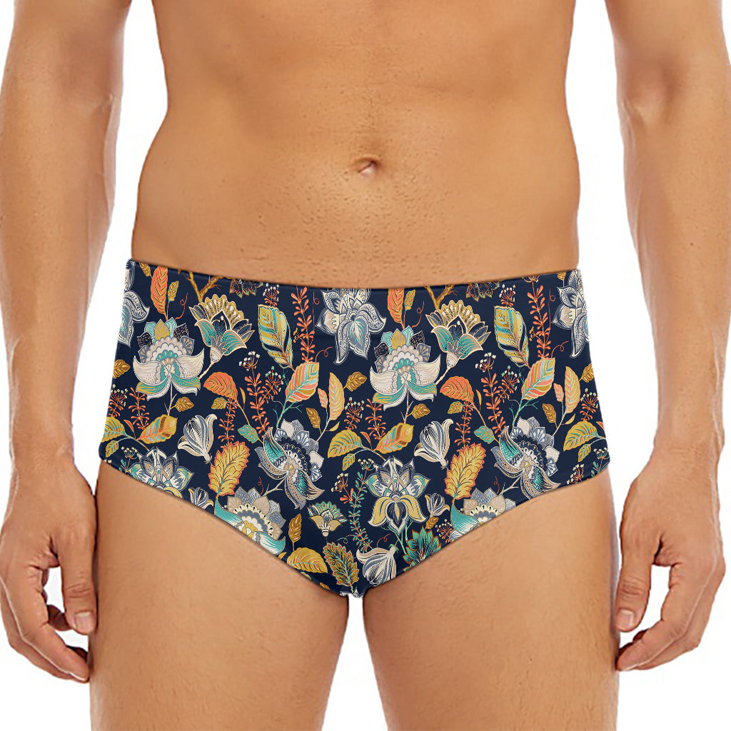 Vintage Indian Floral Pattern Print Men's Triangle Swim Briefs