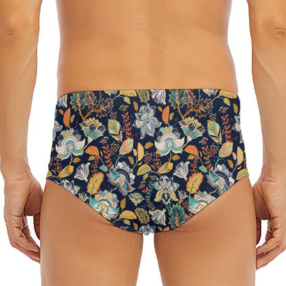 Vintage Indian Floral Pattern Print Men's Triangle Swim Briefs