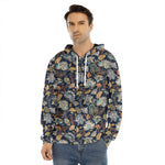 Vintage Indian Floral Pattern Print Men's Velvet Pullover Hoodie