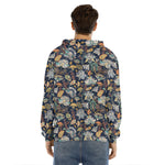 Vintage Indian Floral Pattern Print Men's Velvet Pullover Hoodie