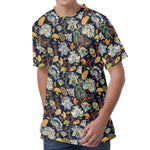 Vintage Indian Floral Pattern Print Men's Velvet T-Shirt