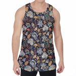 Vintage Indian Floral Pattern Print Men's Velvet Tank Top