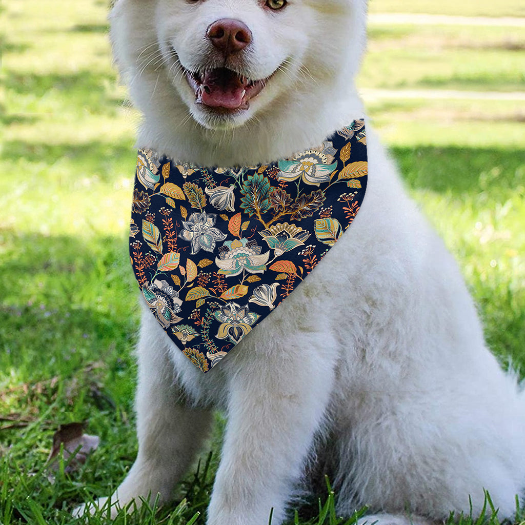 Vintage Indian Floral Pattern Print Over The Collar Dog Bandana