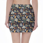 Vintage Indian Floral Pattern Print Pencil Mini Skirt