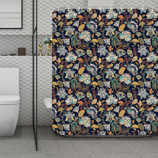 Vintage Indian Floral Pattern Print Polyester Shower Curtain