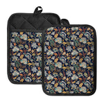 Vintage Indian Floral Pattern Print Pot Holders With Pocket