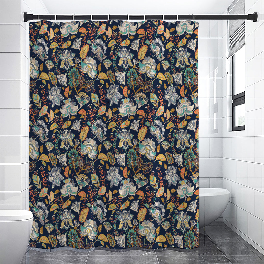Vintage Indian Floral Pattern Print Premium Shower Curtain