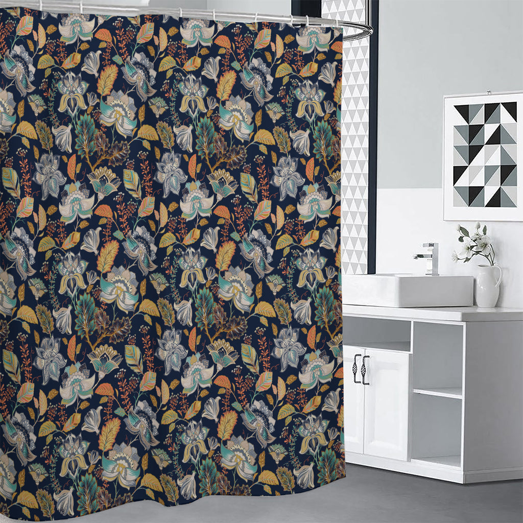 Vintage Indian Floral Pattern Print Premium Shower Curtain