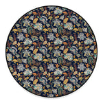 Vintage Indian Floral Pattern Print Round Floor Mat