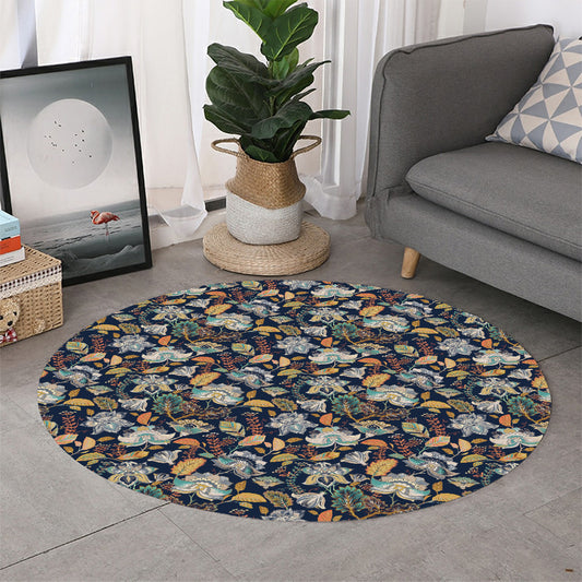 Vintage Indian Floral Pattern Print Round Rug