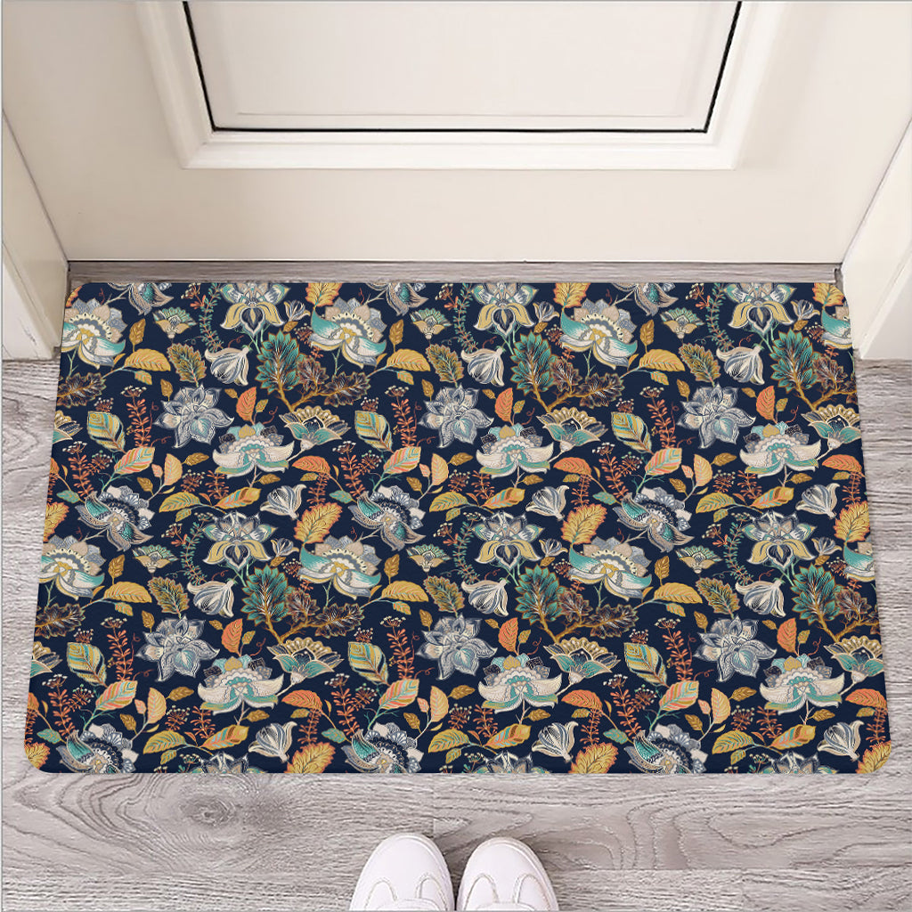 Vintage Indian Floral Pattern Print Rubber Doormat