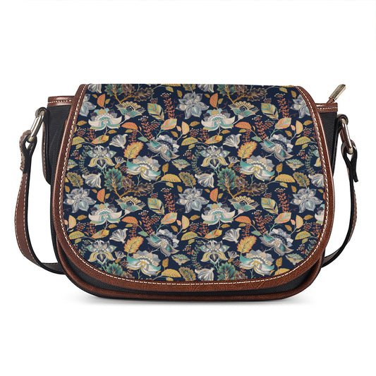 Vintage Indian Floral Pattern Print Saddle Bag