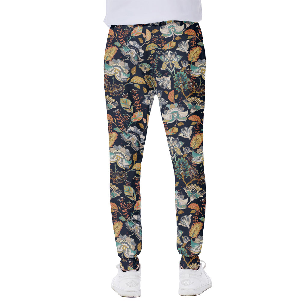 Vintage Indian Floral Pattern Print Scuba Joggers