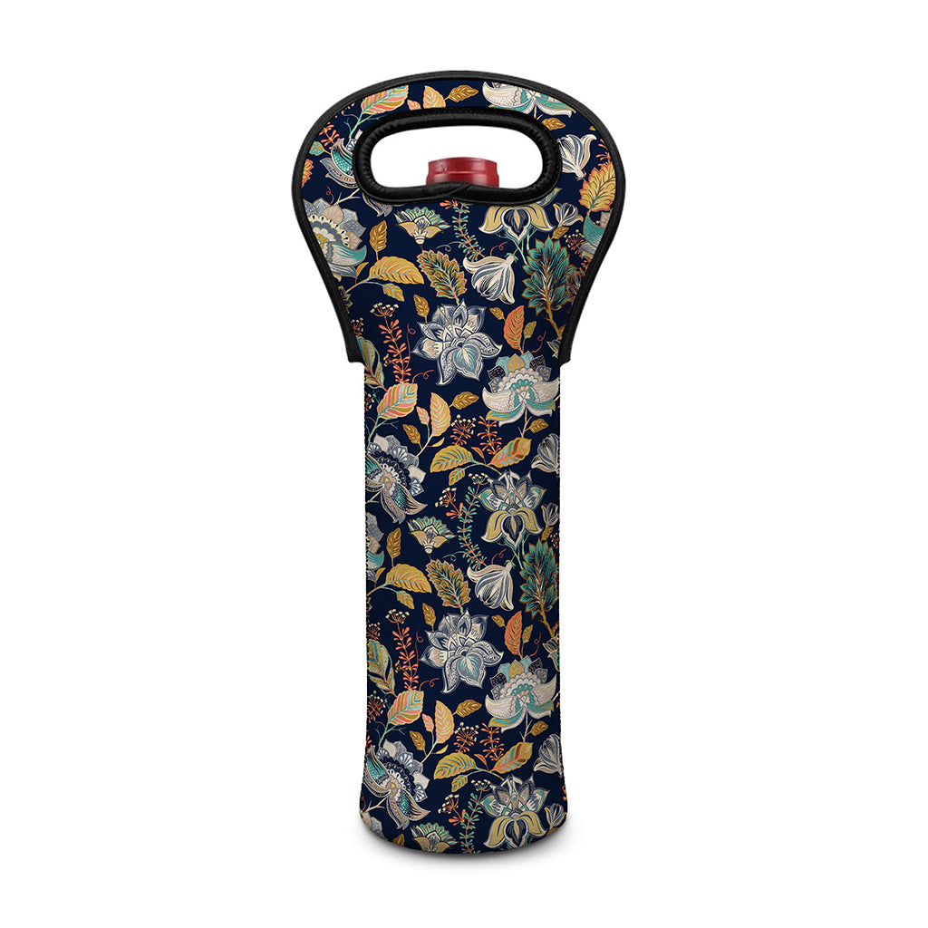 Vintage Indian Floral Pattern Print Single Neoprene Wine Tote