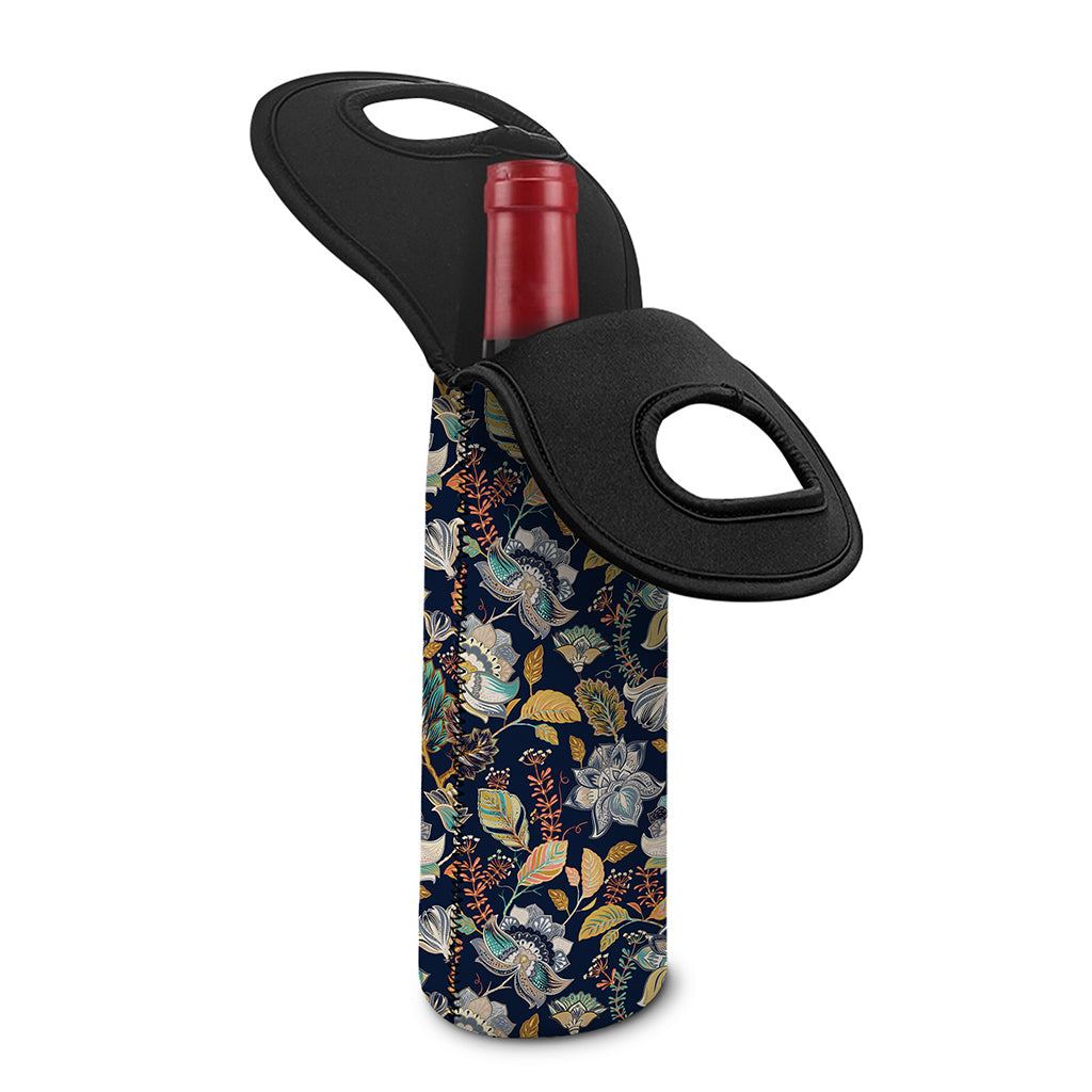 Vintage Indian Floral Pattern Print Single Neoprene Wine Tote