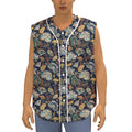 Vintage Indian Floral Pattern Print Sleeveless Baseball Jersey