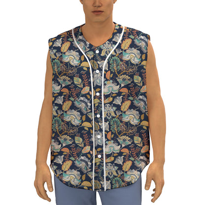 Vintage Indian Floral Pattern Print Sleeveless Baseball Jersey