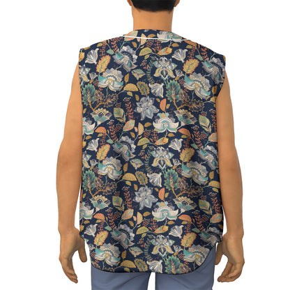 Vintage Indian Floral Pattern Print Sleeveless Baseball Jersey
