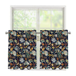 Vintage Indian Floral Pattern Print Tier Curtains