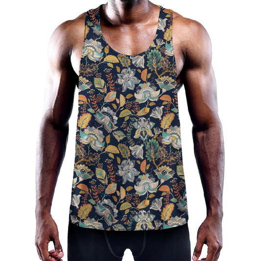 Vintage Indian Floral Pattern Print Training Tank Top