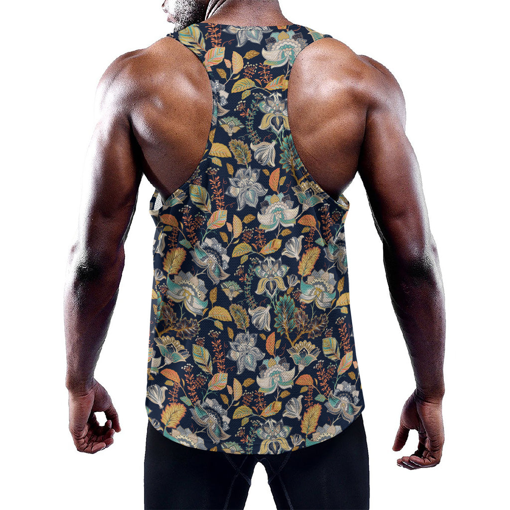 Vintage Indian Floral Pattern Print Training Tank Top