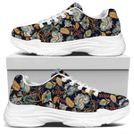 Vintage Indian Floral Pattern Print White Chunky Shoes