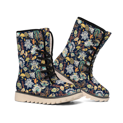Vintage Indian Floral Pattern Print Winter Boots