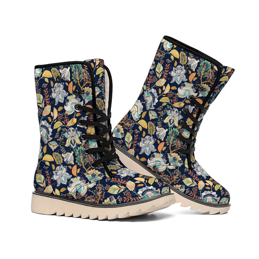 Vintage Indian Floral Pattern Print Winter Boots