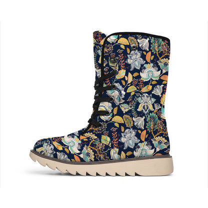 Vintage Indian Floral Pattern Print Winter Boots