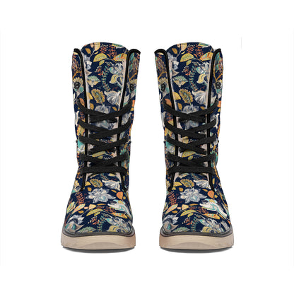 Vintage Indian Floral Pattern Print Winter Boots