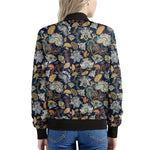 Vintage Indian Floral Pattern Print Women's Bomber Jacket