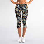 Vintage Indian Floral Pattern Print Women's Capri Leggings