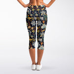 Vintage Indian Floral Pattern Print Women's Capri Leggings