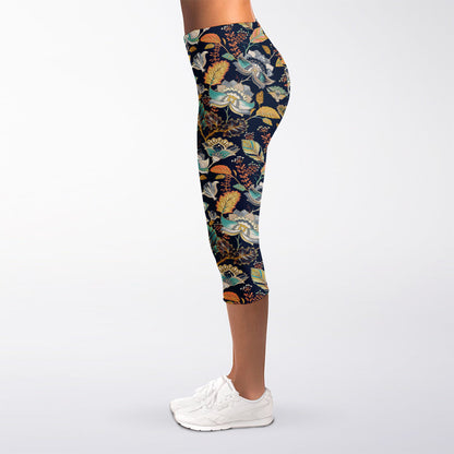 Vintage Indian Floral Pattern Print Women's Capri Leggings