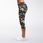 Vintage Indian Floral Pattern Print Women's Capri Leggings